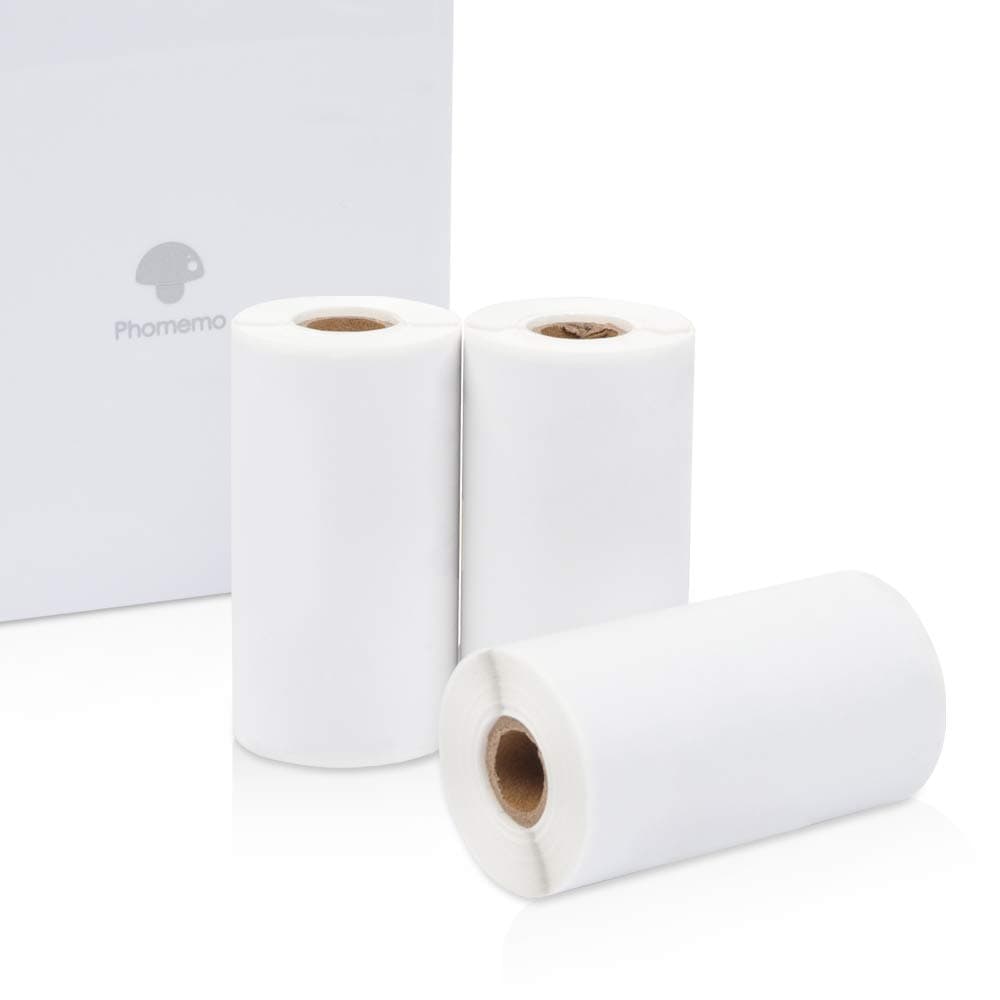 Phomemo Adhesive Transparent Thermal Film 53mm x 3.5m Long-Term Preservation for Phomemo M02/ M02S/ M03 /M04S Portable Bluetooth Pocket Mobile Printer, 3-Rolls