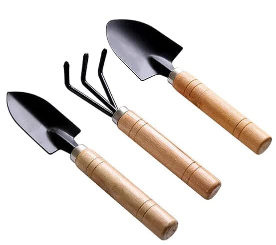 Qwid Gardening Tool Set Mini Wood Handle Garden Tool Set Gardening Tool Set - Set of 3