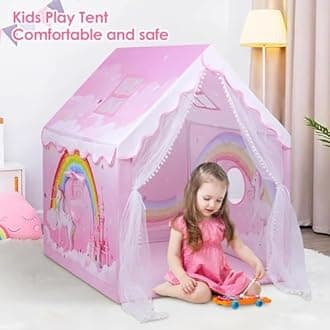 Light Weight Kids Play Tent House for 3-8 Year Old Kids Girls and Boys (1-Rainbow)