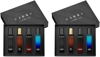 Djokr Perfume Gift Set for Men Pack of 8x20 ML | Eau De Parfum | Premium Luxury Long Lasting Fragrance Spray | Signature, On The Rocks, Oud Wood, Marine (4x20 ml)