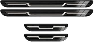 4PCS Car Door Sill Protector for VW R Line Rline Polo Golf GTI Passat, Door Entry Guard Stainless Steel Edge Scuff Plate Welcome Pedal Cover Threshold Protection,A/Black Titanium Brushed