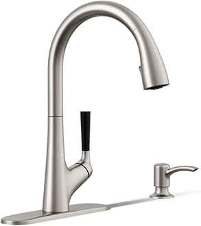 KOHLER R562-SD-VS Malleco Kitchen Faucet with Soap/Lotion Dispenser, Vibrant Stainless, Pack of 1