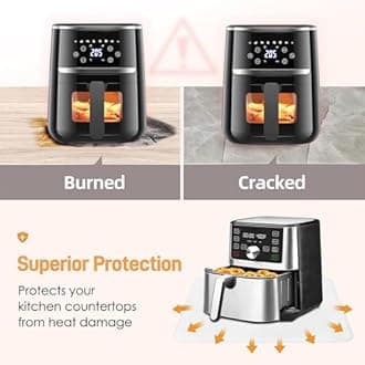 Heat Resistant Mat for Air Fryer, 16 x 20in Heat Resistant Mat for Countertop, Fireproof Silicone Countertop Protector Appliance Slider for Air Fryer, Coffee Maker, Toaster, Oven White