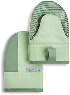 KitchenAid Beacon Two-Tone Non-Slip Mini Oven Mitt Set, Pistachio/Graphite Green, 5.5"x8", 2 Piece