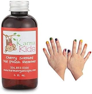 Karma Organic Nail Polish Remover Cherry Scented for Kids – Clean Beauty, Vegan, Cruelty Free, Acetone Free – Nails Strengthener for Fingernails – 4 fl. Oz.