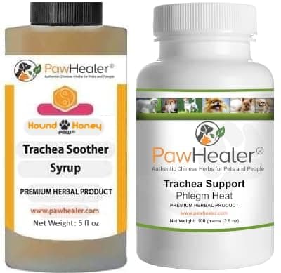 Trachea Soother Syrup Bundle with Trachea Support: Phlegm Heat - Natural Herbal Remedy for Symptoms of Collapsed Trachea for Dogs - Combo of (1 Bottle) 5 fl oz Syrup & (1 Bottle) 100 Grams Powder…