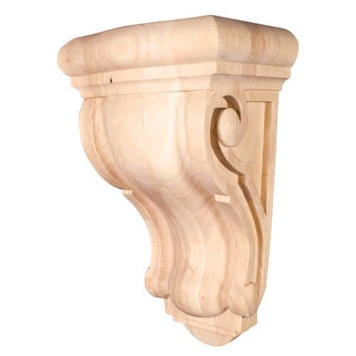 One pair Wide Profile Rounded Traditional Corbels 8-1/8 X 6 1/4 x 14 by Wood Corbels