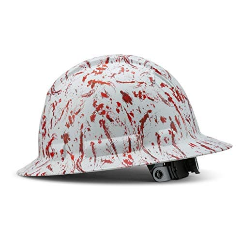 ACERPAL Full Brim Hard Hat OSHA Construction Work Approved Safety Helmet, Red Paint Splash, Genaral and Unique Custom Design Hard Hats, Cascos De Construccion, 6 Point Adjustable Ratchet Suspension