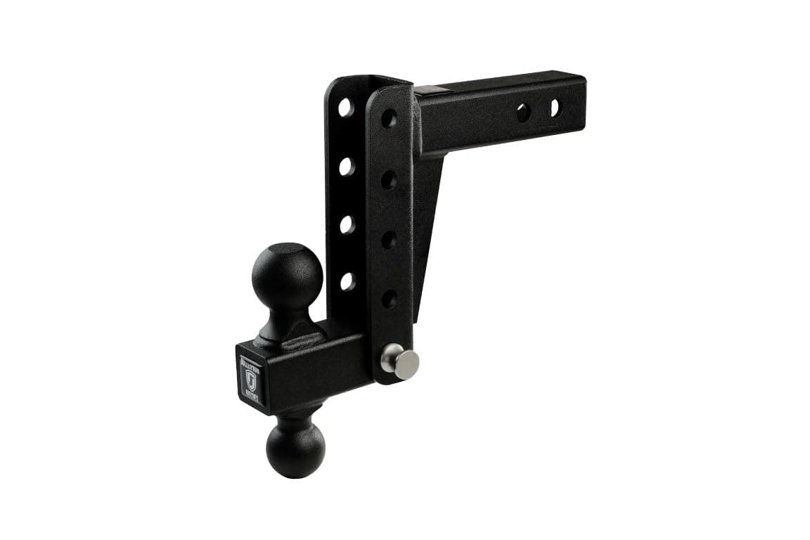 2.0" Adjustable Light Duty Trailer Hitch (10,000 lb. Rating) - 6" Drop/Rise Trailer Hitch with 2" & 2-5/16" Dual Ball - Powder Coat, Box Steel, Corrosion-Resistant