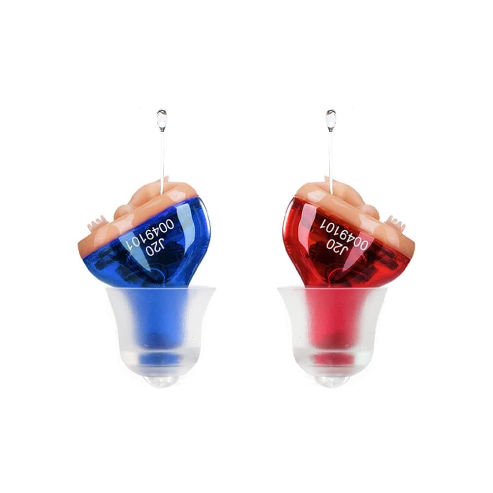 Hearing Aids, Hearing Amplifier, CIC Hearing Amplifiers for Seniors Battery Operated Hearing Aid Mini Sound Enhancer Listening Amplifiers to Assist Hearing(Red&Blue)