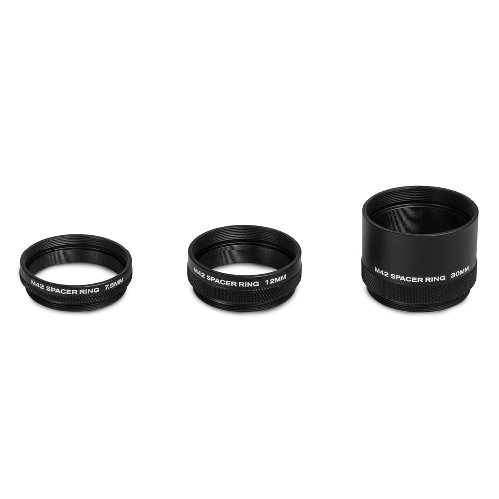 93618 M42 Spacer Kit - Includes 7.5mm, 12mm and 30mm Spacer Rings to Adjust Back-Focus Between Camera and Telescope, Black