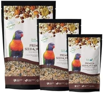 Premium Seed & Nut Mix Food for Medium Birds,Cockatiels,Caiques,Small Conure,Lories and Lorikeets,Poicephalus,Love Birds,Quakers (20Kg)