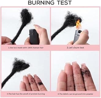 Lounoke 12 Inch 40 Strands Loc Extensions Human Hair, 0.6cm Pencle Size Dreadlock Extensions Human Hair for Women Men Full Handmade Permanent Dreads Locs(1B/30)