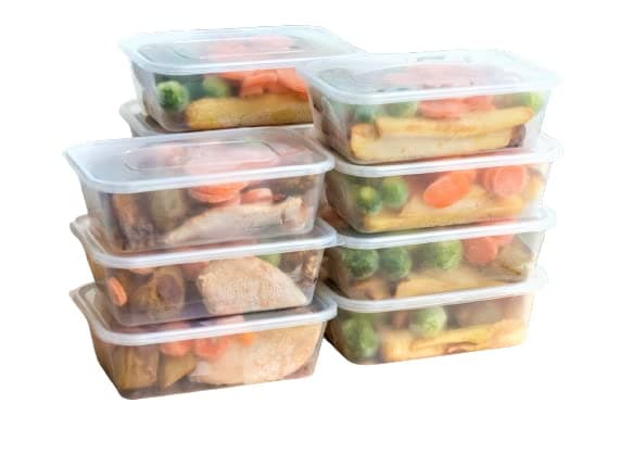 Sabco – 50pcs 650ml Reusable Plastic Microwave Containers with Lids – BPA Free, Freezer Safe, Dishwasher Safe, Durable Food Storage Boxes
