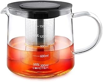 Glass Teapot with Infuser - 1500ml/50 OZ Tea Kettle Stovetop Safe Tea Pot for Blooming Tea Loose Leaf Tea, Premium Tea Maker with Gift Box