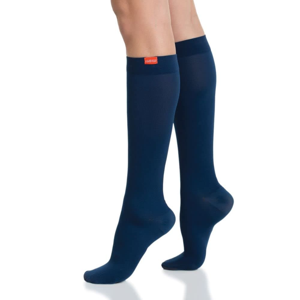 VIM & VIGR Moisture-wick Nylon 20-30 mmHg Graduated Compression Socks (Navy Solid, Large/X-Large (3))