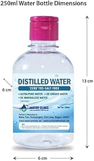 WATER CLINIC Di-ionized Ultra Pure Distilled Water for Battery/Inverter/Medical/Chemical Equipment and Cosmetic Formulations - with Flip Cap/250ml Bottle