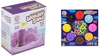 RATNA'S Wonder Sand 500 Grams for Play Smooth Sand for Kids (Purple 500 Grams), ONE Big Mould Inside (Without Tray) and Fantasy Dough Clay 8In1