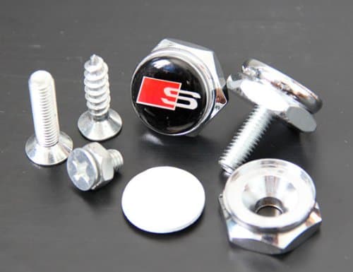 Deepro 1 3D 4 Ring Logo Emblem Stainless Steel Chrome Metal License Plate Frame with Screw Caps Audi