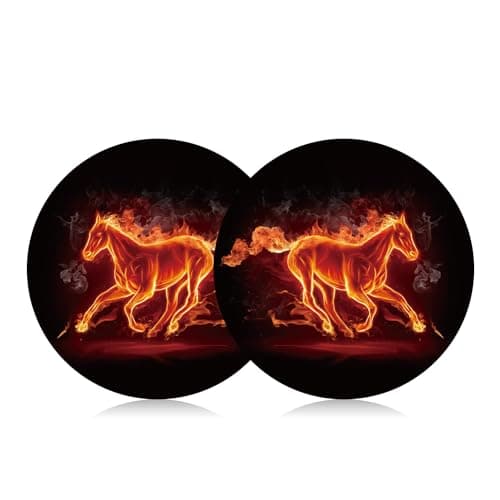 Car Cup Holder Coaster 2PCS Cool Fire Horse Car Coasters Car Cup Holder Insert Coasters Mats