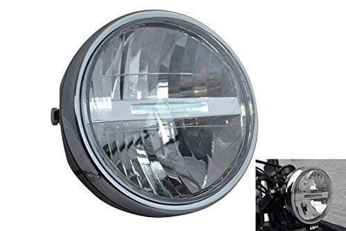 Alchemy PartsMotorcycle 6.5" LED Headlight Black Metal with Chrome Bezel - Retro Street Bike