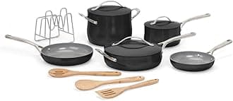 Cuisinart Gray Colored Nonstick Interiors Ergonomic Stainless Handles Easy to Move 12-Piece Culinary Collection Set for Kitchen Use (Black)