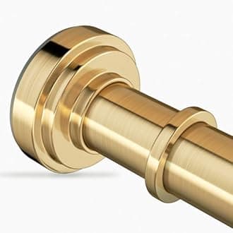 Gold Shower Curtain Rod 36-98 Inch(3-8.17ft) Never Rust Non Slip No Drilling Spring Tension Shower Rod, Adjustable Curtain Rod for Bathroom Window Patio