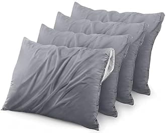 Utopia Bedding 4 Pack Waterproof Pillow Protectors with Zipper King Size (Gray), Bed Bug and Dust Mite Proof Pillow case Covers, Moisture Wicking Pillow Encasements 20 x 38 Inches