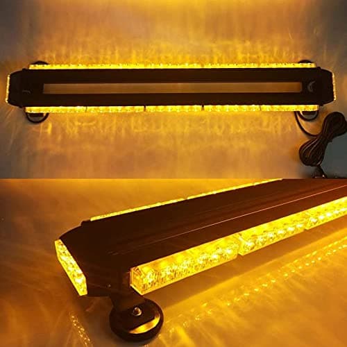 32.3 Inch 66 LED Strobe Flashing Light Bar Double Side Emergency Hazard Warning Lighting with Magnetic for Car Truck Roof Safety - Amber
