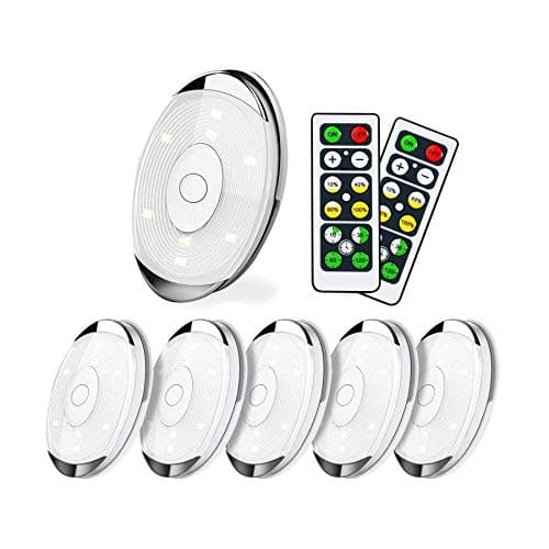 Led Puck Lights,Wireless Under Cabinet Lighting with Remote,Battery Operated Closet Light for Kitchen,Timer | Dimmer | 4000K Warm White, 6 Pack