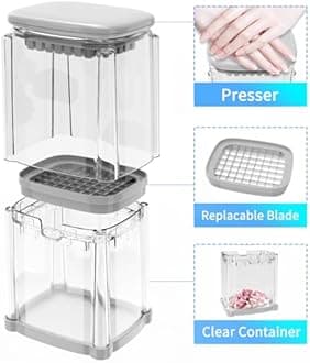 CrazyQueen 4-in-1 French Fry Cutter, Potato Cutter for Fries, Vegetable Chopper, Manual Hand Food Dicer, Stainless Steel Blades & Body
