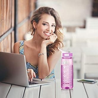 Water Bottle, 800 ML Water Bottle with Straw and Handle BPA-Free, Daily Water Intake Bottle with Time Markings Tracker to Remind the Drinking Time, Ideal for Gym Office Hydration