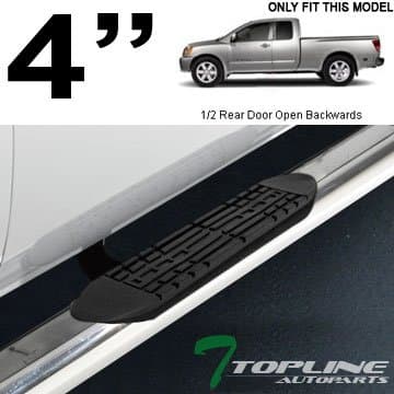 Topline Autopart 4" Oval HD Chrome Side Step Nerf Bars Rail Running Boards For 2004-2015 Nissan Titan King Cab