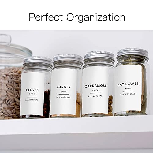 VUDECO 145 Spice Jar Labels Pantry Labels for Containers Preprinted Kitchen Labels Waterproof Pantry Label Seasoning Spice Labels Stickers Preprinted Labels for Spice Jars Minimalist Spice Jars Labels