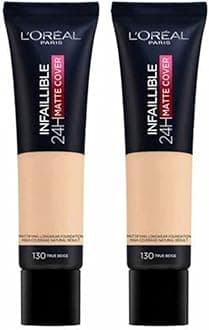 2 x New L'Oreal Infallible 24H Matte Cover Foundation 30ml, 130 True Beige