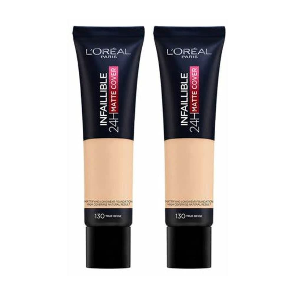 2 x New L'Oreal Infallible 24H Matte Cover Foundation 30ml, 130 True Beige