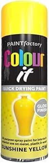 SuperGift.com Yellow Gloss All Purpose Aerosol Spray Paint 250ml Quick Drying Spray, Fast Dry and Excellent Coverage for Metal, Wood, Plastic and More by Diva Gift