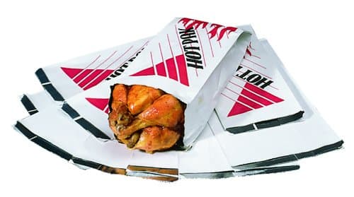 5.25 x 3.5 x 12" Paper/Foil BBQ Take Out Bag - Quart size - Printed HOT PAK - 500/CS McN # 322056