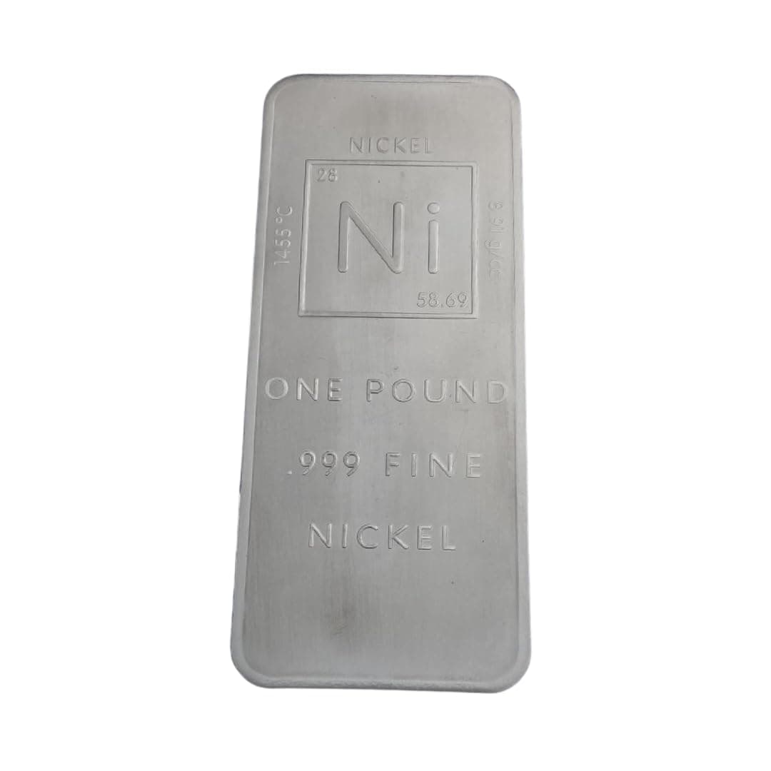 1 Pound .999 Pure Nickel Bar Bullion with Element Design - Unique Metals