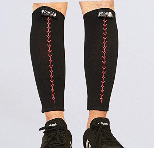 PRIVFITPrivfit Calf Compression Sleeve - Leg Compression Socks for Shin Splint, Calf Pain Relief - Men, Women, and Runners - Calf Guard for Running, Cycling - 1 Pair (Black) (Large)