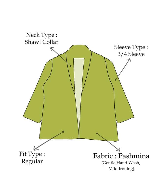 Fabcurate Ethnic Jacket for Women Brown | Notched Collar with Full Sleeves Pashmina Jacket for Ladies | Fashionable Casual Wear