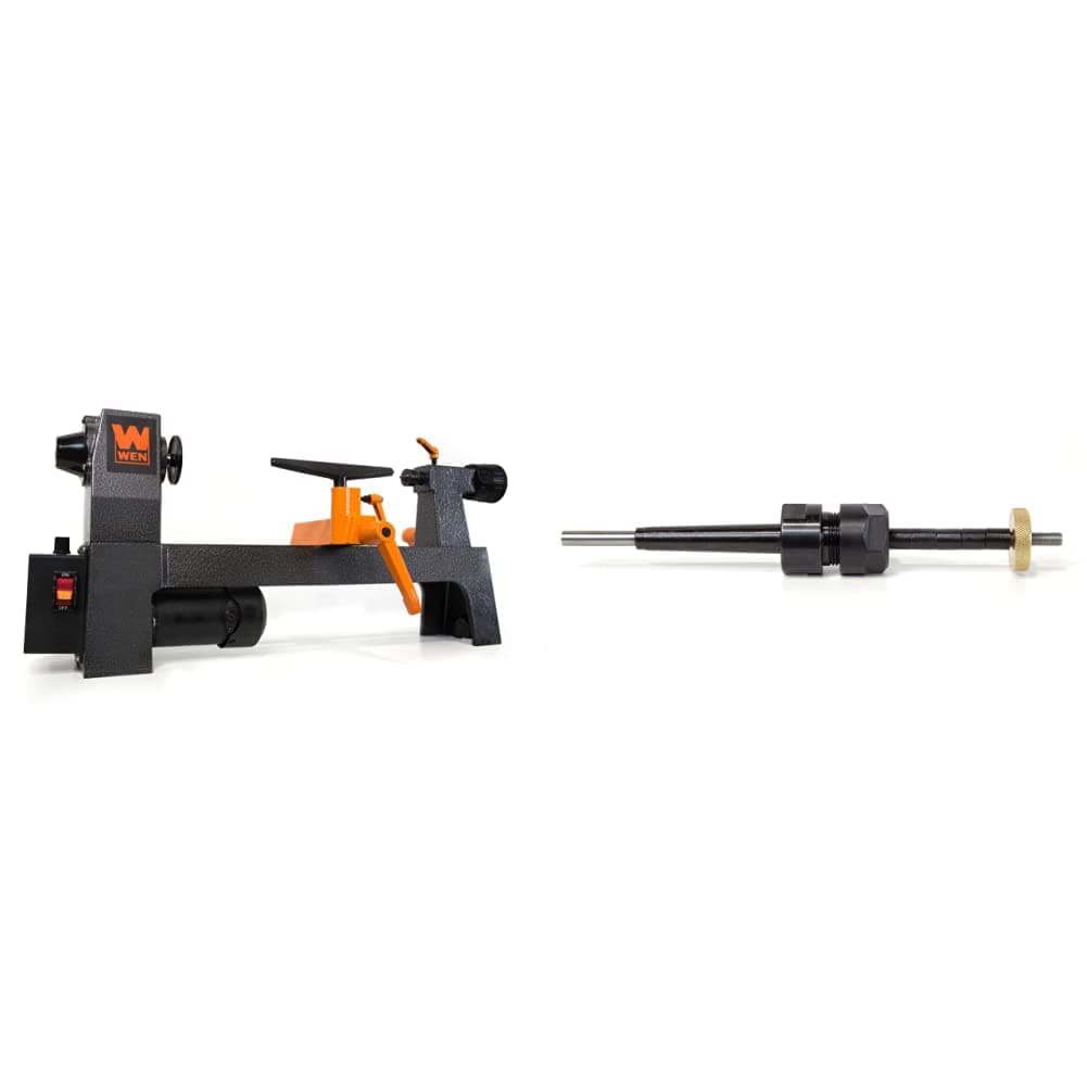 LA3421 8-Inch by 13-Inch Variable Speed Mini Benchtop Wood Lathe + WEN PM01 Wooden Lathe Pen-Turning MT1 Mandrel