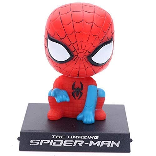 lavitra Spiderman Avenger Bobble Head Spring Dancing PVC Bobble Spring Dancing Doll Toy Car Dashboard Bounce Toys for Car Interior Dashboard Expression BobbleHead Mobile Holder