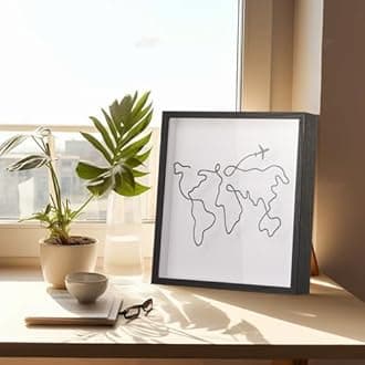 MUXIUNT Travel Adventure Archive Shadow Box for Memories,8&12Inch Concert Travel Ticket Stub Memory Top Loading Shadow Keepsake Box with Slot On Top,Life in a Shadow Box Travel Frame (Black, 12x12)