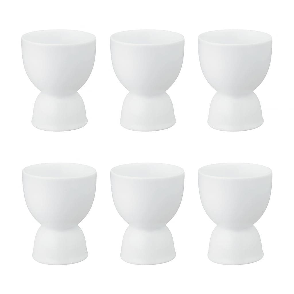 Double Egg Cup, Fine White Porcelain, Set of 6