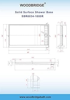 WOODBRIDGE SBR6034-1000R-BN Shower Base, 60"x 34", White with Brushed Nickel Cover