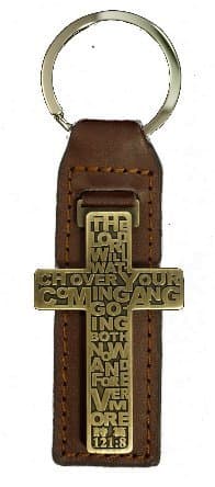 Religious hand-made leather key chain (Cross)