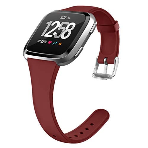 OenFoto Sport Bands Compatible Fitbit Versa/Versa 2 &Versa Lite Edition, Soft Silicone Slim Thin Narrow Small Replacement Wristband Strap for Fitbit Versa Smart Watch,Women Men, Large Small