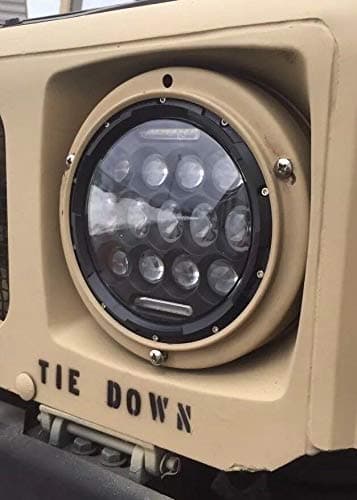 Military Headlight Pair LED 24v Black Bezel - Plug And Play Head Light, fits Humvee M998 M939 M35a2