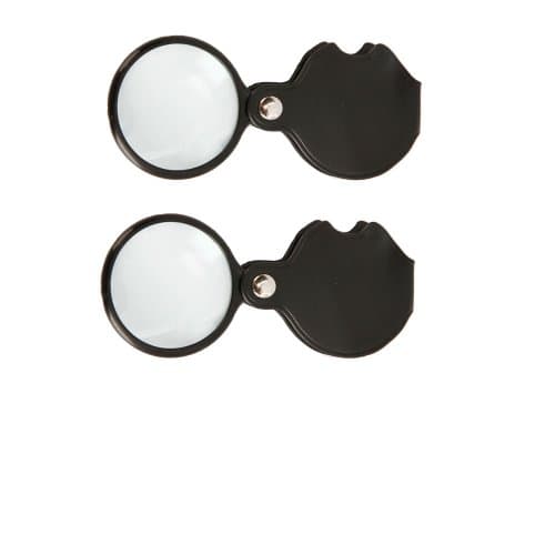 2pcs 8x Pocket Folding Magnifier Magnifying Glass Loupe for Reading Aid Maps Photographs Documents Black